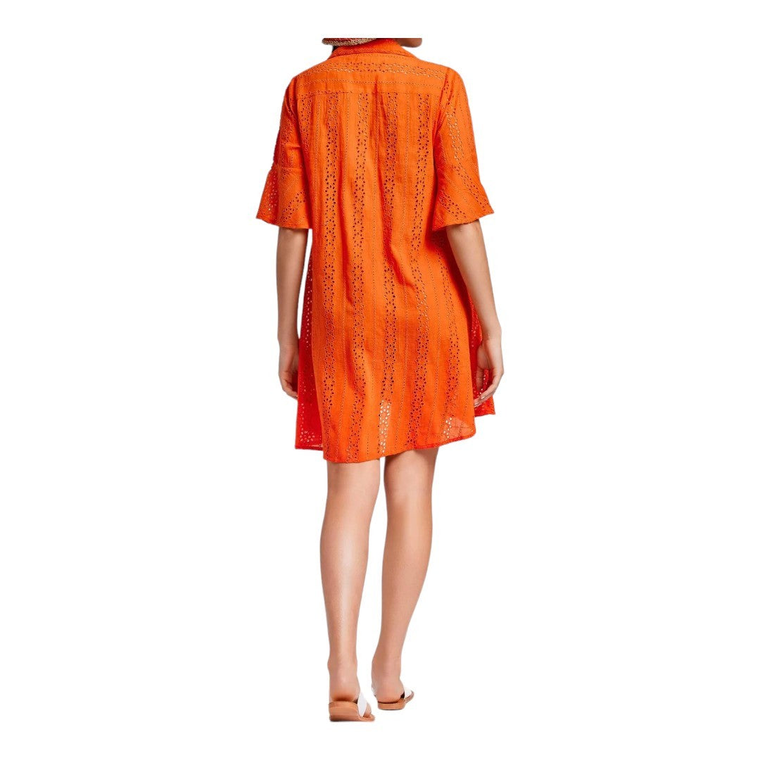 Romina 3/4 sleeve shirt dress[ORANGE-2XL]