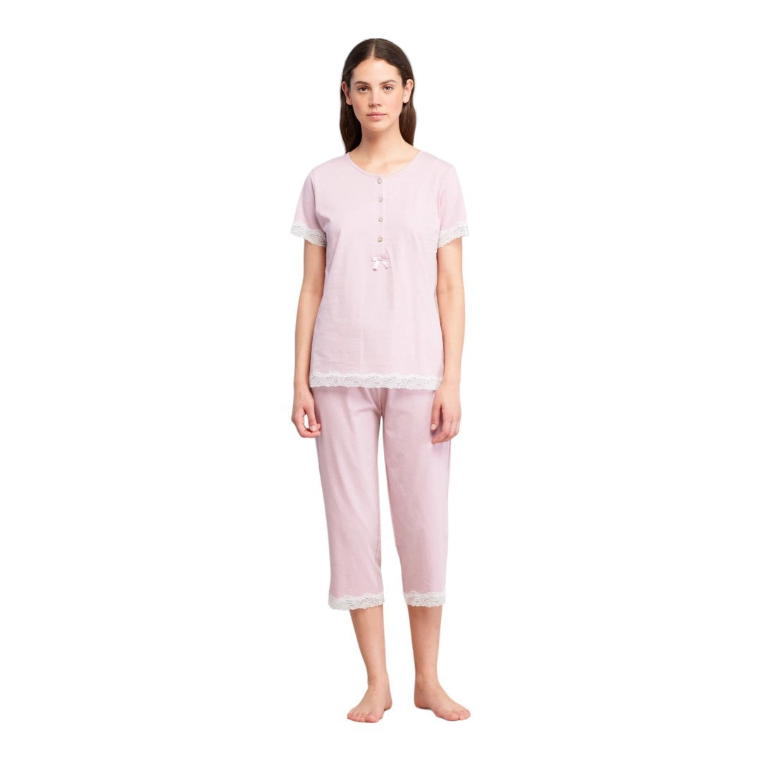 Noi Di Notte Pigiama Donna top manica cor e pant pescatore nature - FA008664PB4