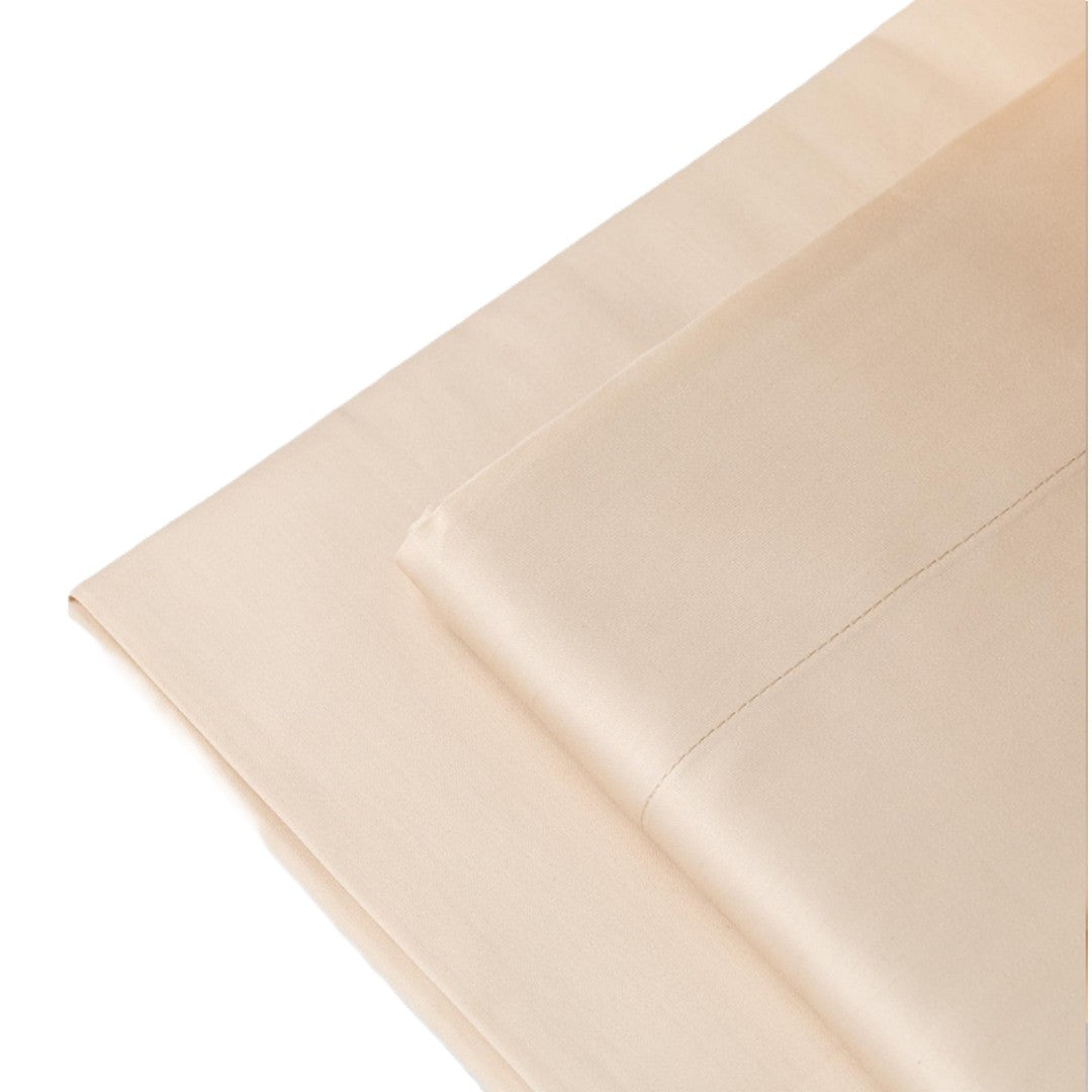 Reevèr Charme Completo Lenzuola Matrimoniale Raso di cotone Beige crema LN0259