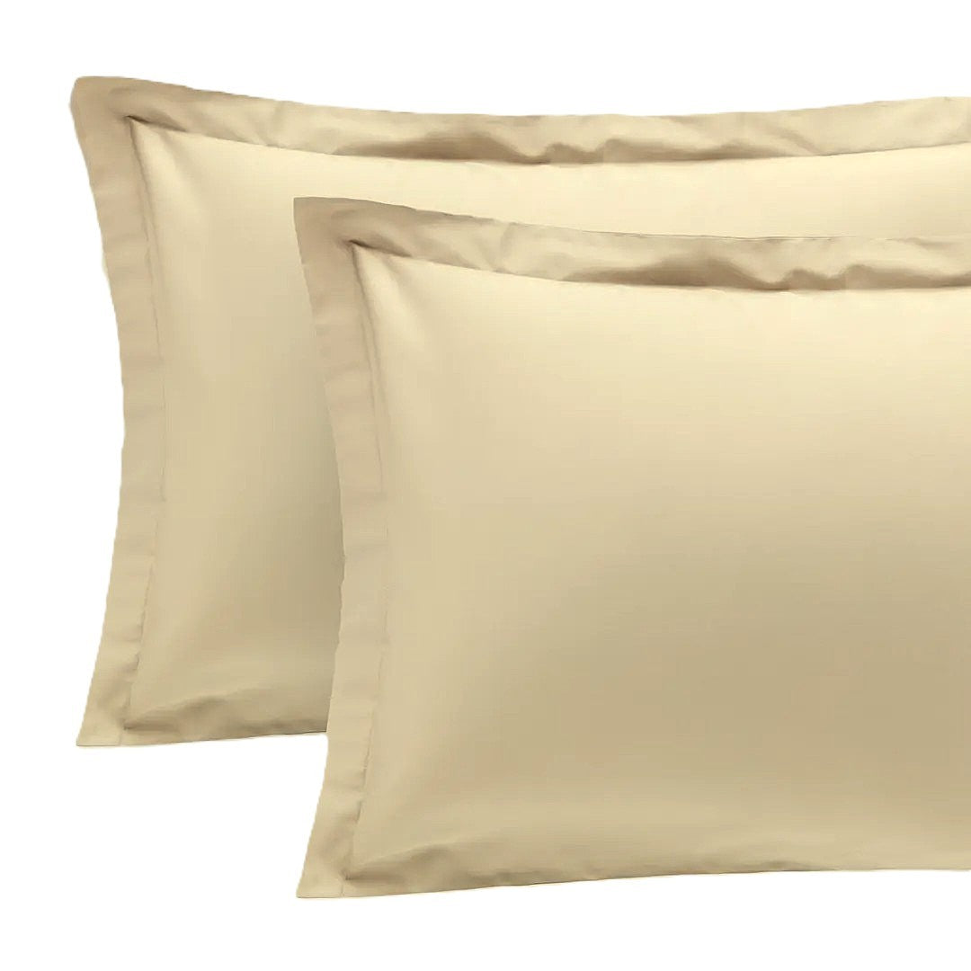 Reevèr Charme Coppia federe in raso di cotone Beige crema