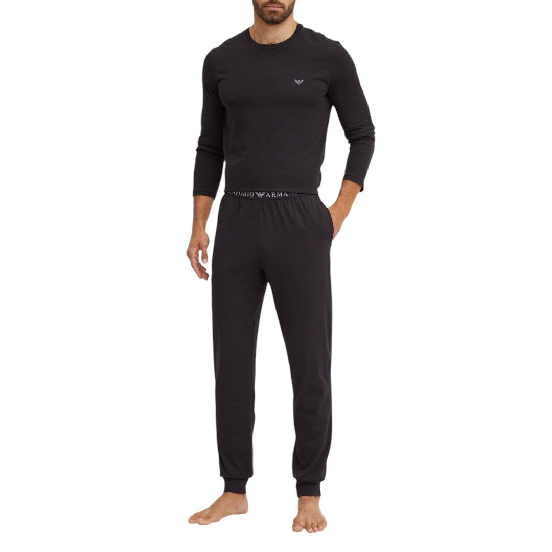 Pigiama Uomo Lungo Pant. Elastico Parlato Nero 111789 1A720 07320