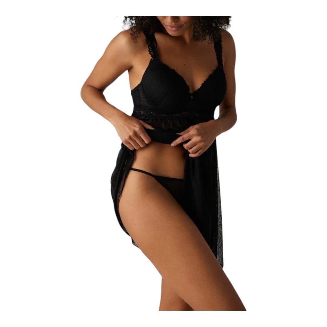 Ysabel Mora Set Di Lingerie Con Camicia Da Notte E Perizoma Nero - 10673 - NERO