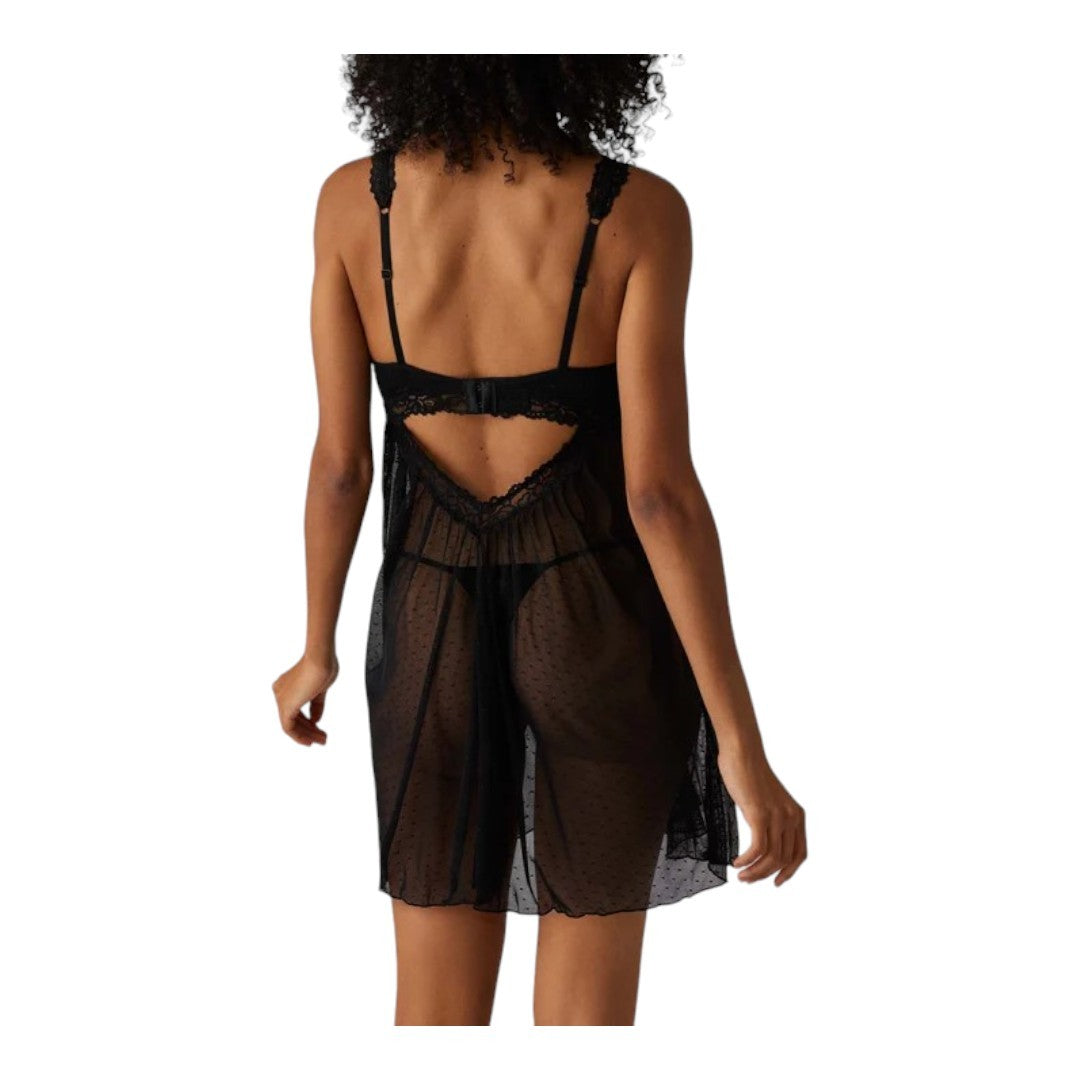 Ysabel Mora Set Di Lingerie Con Camicia Da Notte E Perizoma Nero - 10673 - NERO