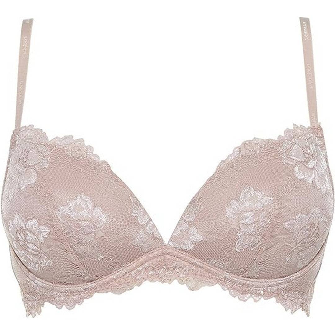 Lormar Reggiseno Donna Push-up in Pizzo Senza Ferretto Noisette