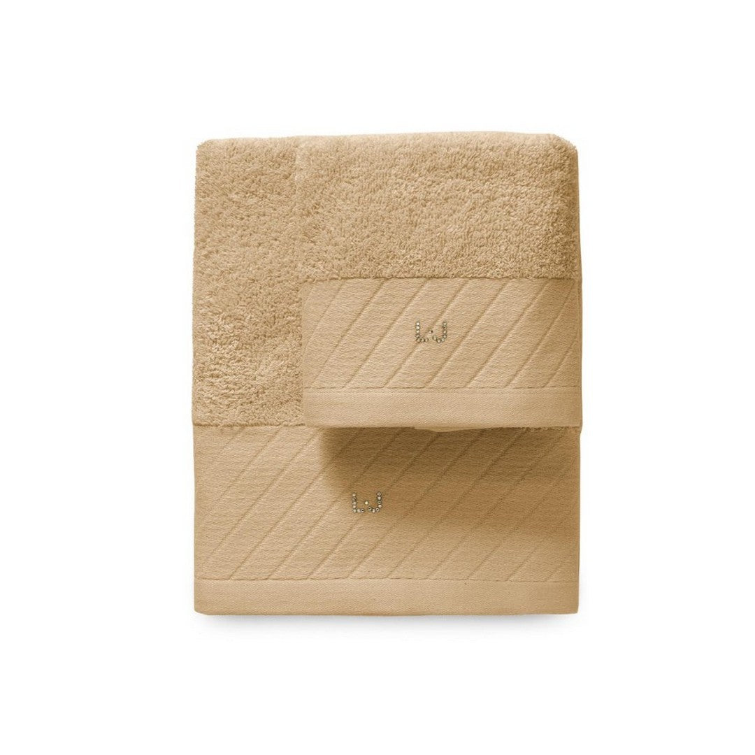 Liu Jo Set asciugamani 1+1 Diagonal in Spugna Sabbia - LB788B - 00092