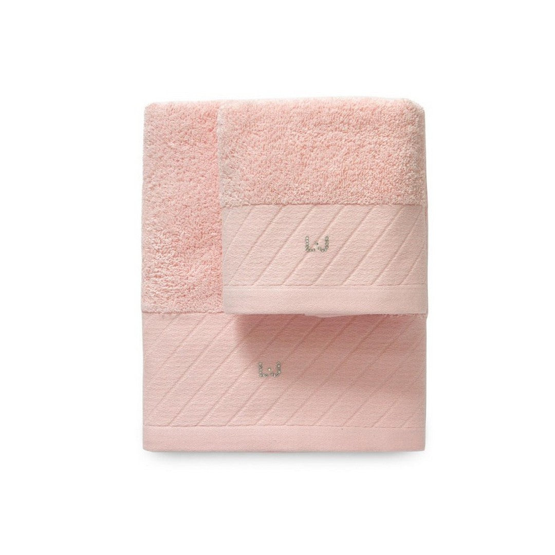 Liu Jo Set asciugamani 1+1 Diagonal in Spugna Rosa - LB788B - 00090