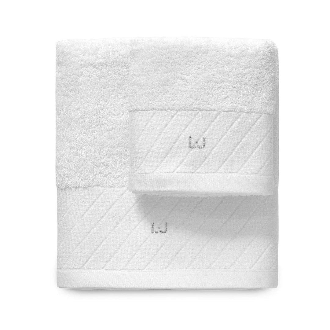 Liu Jo Set asciugamani 1+1 Diagonal in Spugna Bianco - LB788B - 00069