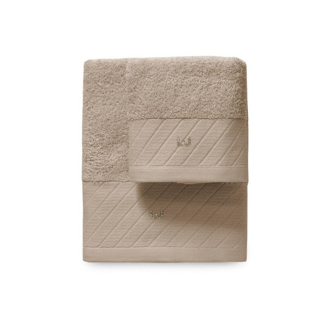 Liu Jo Set asciugamani 1+1 Diagonal in Spugna Tortora - LB788B - 00253