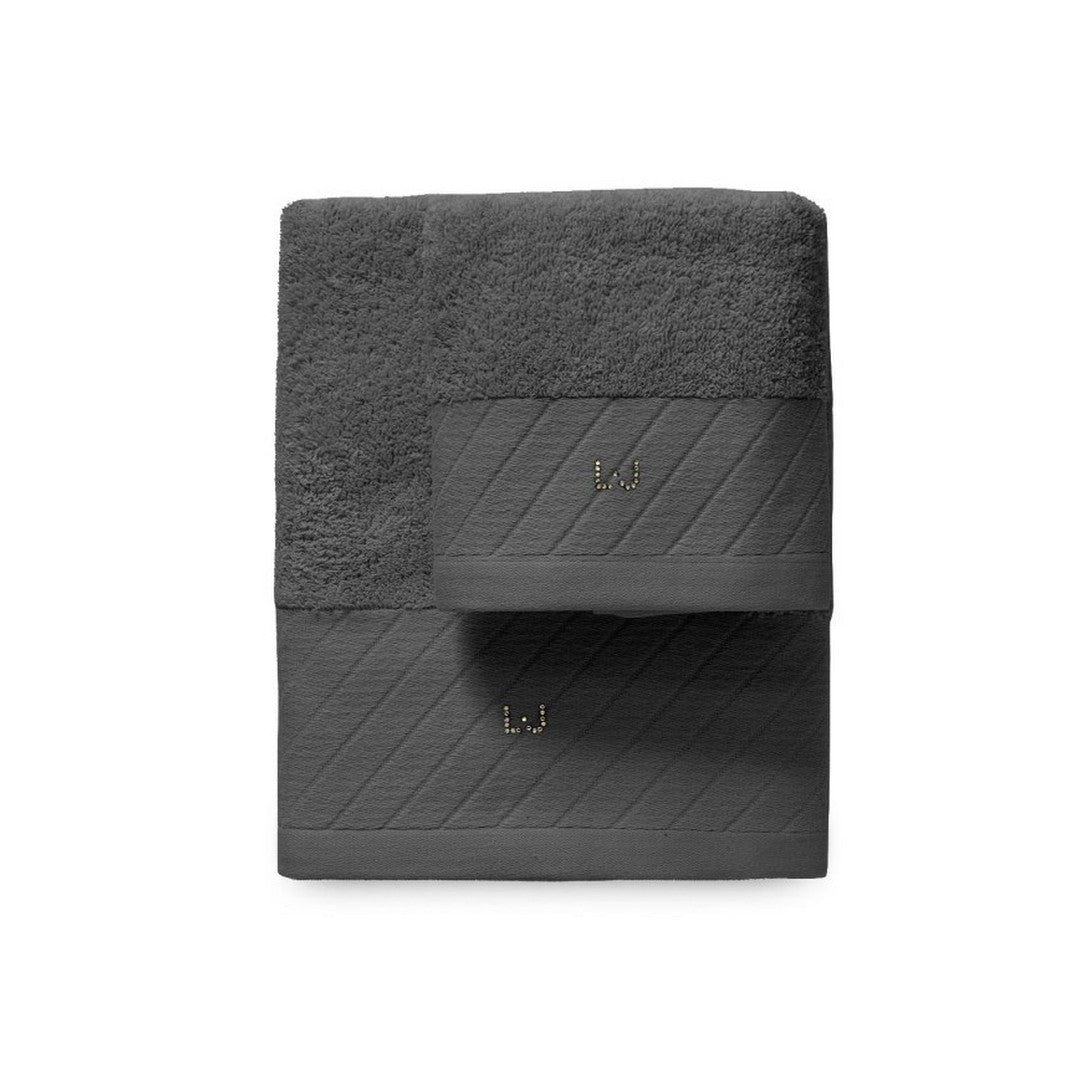 Liu Jo Set asciugamani 1+1 Diagonal in Spugna Grigio - LB788B - 00127