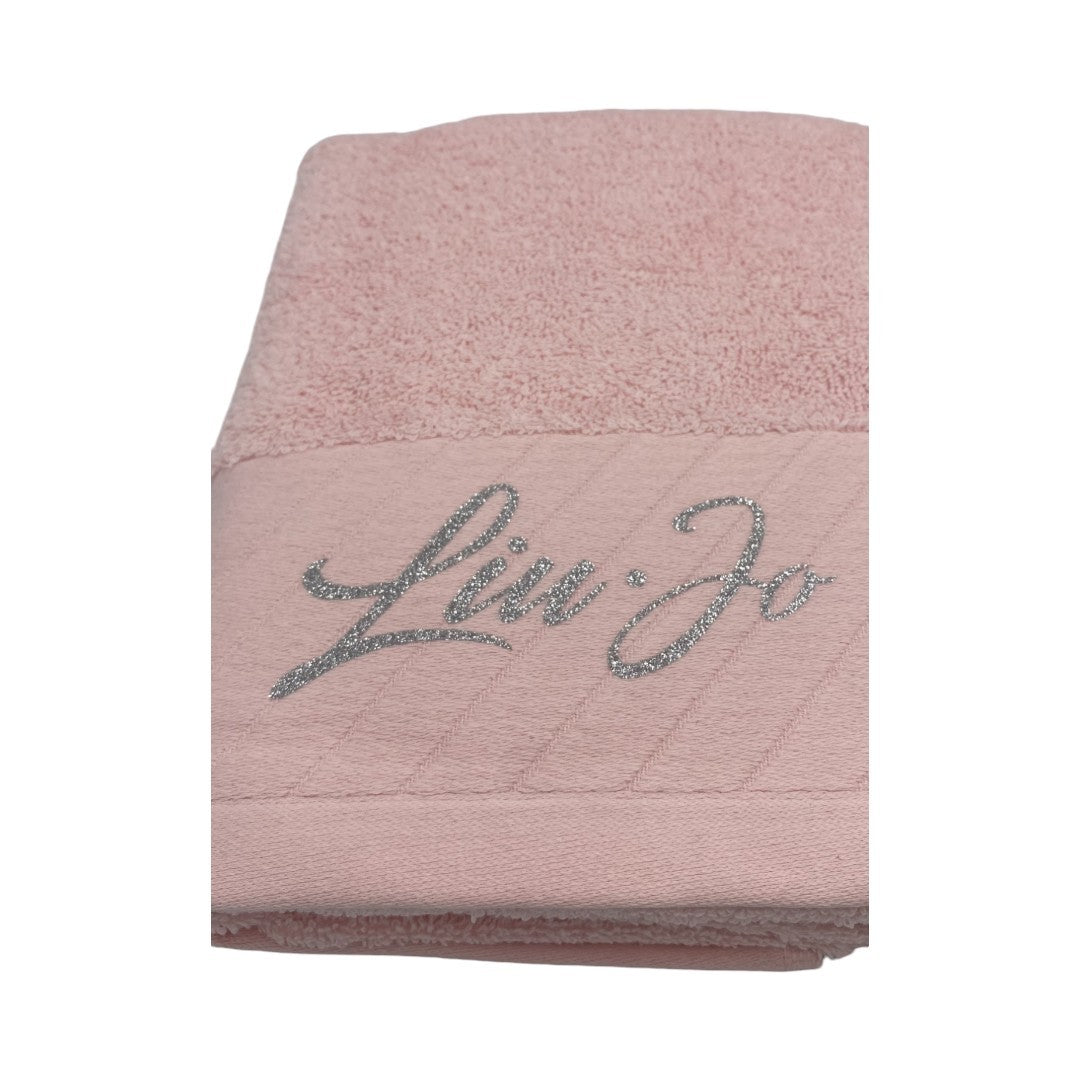 Liu Jo Set asciugamani 1+1 Diagonal Corsivo Glitter Spugna Rosa - LB931B-00090