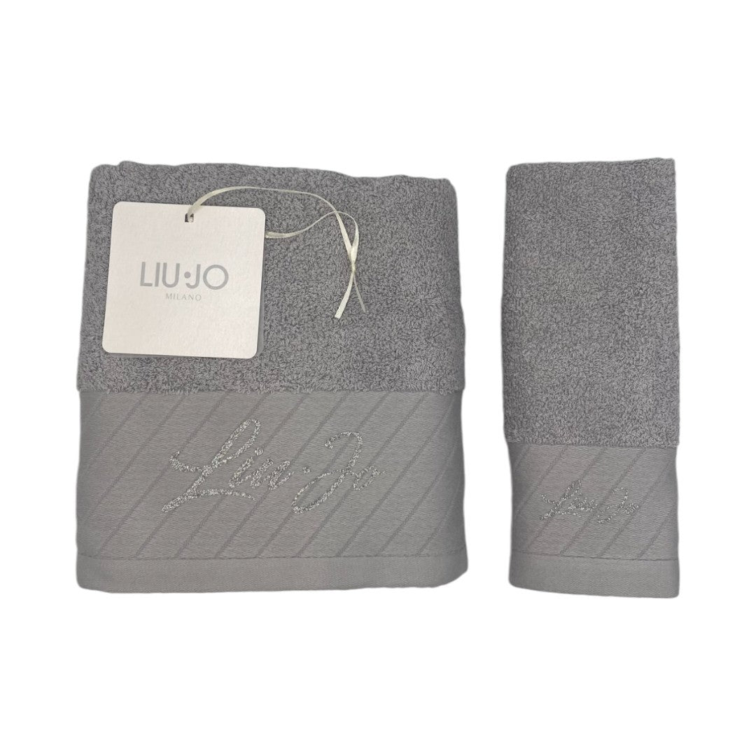 Liu Jo Set asciugamani 1+1 Diagonal Corsivo Glitter Spugna Perla - LB931B-00144