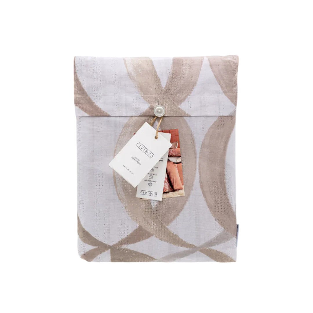 Riviera Copripiumino Robert Parure 2P Cotone Stampato Beige Sabbia - LF0709 0101